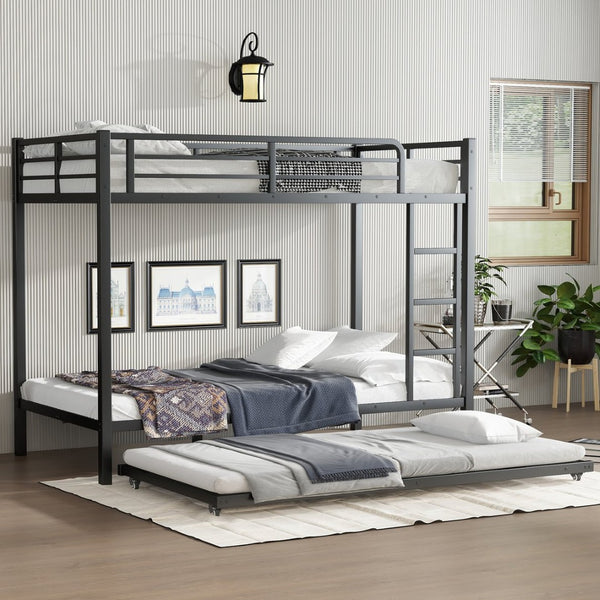 English Elm Twin Xl Metal Bunk Bed With Twin Trundle - Stylish Space-Saving Solution For Shared Rooms! W1580S00128-GIGA
