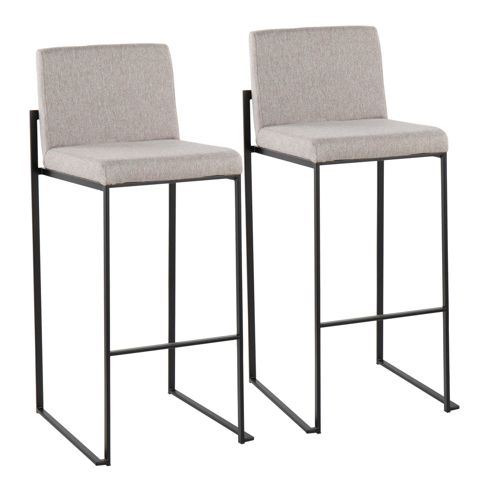 English Elm Fuji High Back Barstool Set Of 2 - Modern Grey Fabric & Black Steel For Kitchen & Home Bar Comfort B202P222184