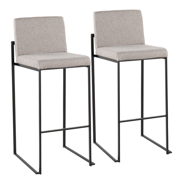 English Elm Fuji High Back Barstool Set Of 2 - Modern Grey Fabric & Black Steel For Kitchen & Home Bar Comfort B202P222184