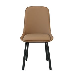 English Elm Modern Nordic Faux Leather Upholstered Dining Chairs Iron Legs Kitchen Set of 2 Khaki+Black W1535P460731