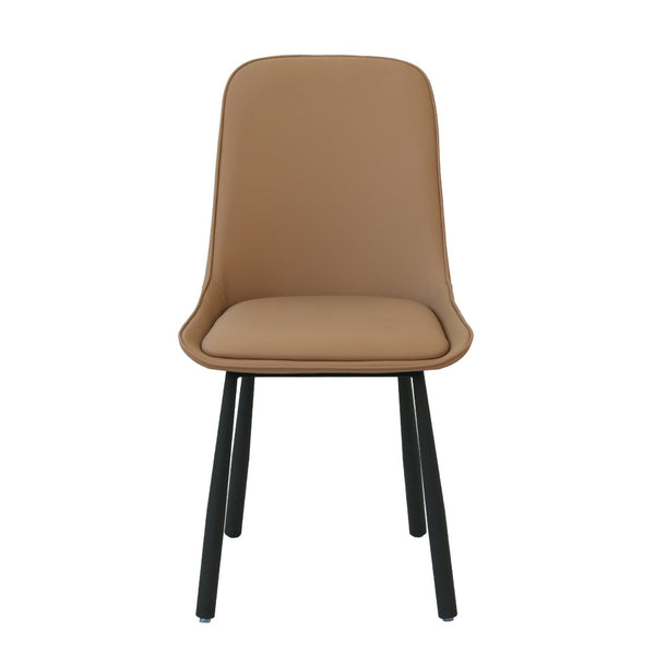English Elm Modern Nordic Faux Leather Upholstered Dining Chairs Iron Legs Kitchen Set of 2 Khaki+Black W1535P460731