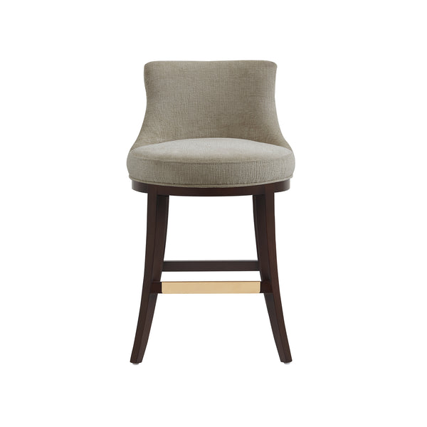 English Elm Lucia Taupe Chenille Counter Stool With Elegant Beech Wood Legs & Gold Footrest - Fully Assembled! B365P398034