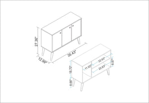 Manhattan Comfort Bromma Mid-Century Modern Sideboard White 94AMC129
