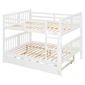 English Elm Full Over Bunk Bed with Twin Trundle Solid Pine Frame Gray Convertible LT100204AAK