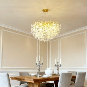English Elm Modern Crystal Branch Chandelier Gold Aluminum Adjustable Arms Dining Room Glam W5008P391090