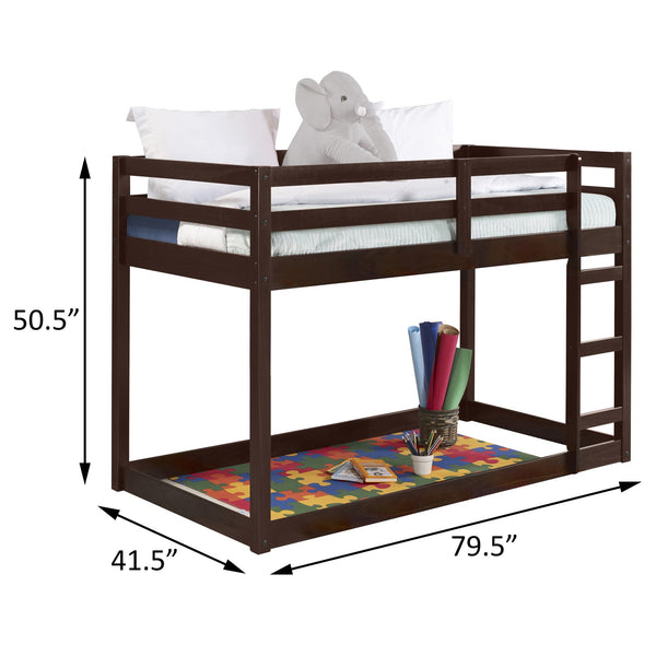 English Elm Espresso Twin Loft Bed Ladder Included — Space-Saving Wood Frame, Guardrail Safety, Durable Comfort B062P181274