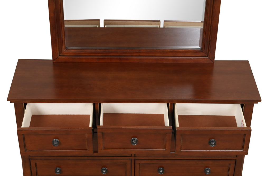 English Elm Meade Elegant Storage Chest with Felt-Lined Top Drawer, Full-Extension Drawers, Dovetail Joints, Solid Legs and Warm Wood Finish Cherry 35.5 L x 63 W x 21 H B078118438