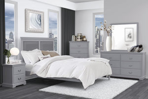 English Elm Classic Gray Eastern King Panel Bed With Upholstered Headboard – Timeless Charm & Comfort For Your Bedroom B011S01321