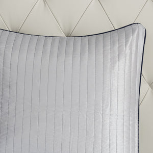 English Elm 12 Piece Madison Park Aubrey Jacquard Comforter Set Cal King Navy Paisley with 100% Cotton Sheets, Luxe Reversible Design and Decorative Pillows B03597016