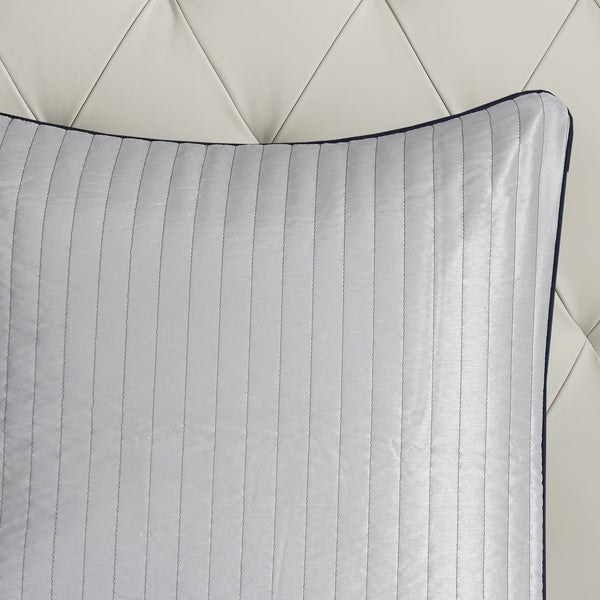 English Elm 12 Piece Madison Park Aubrey Jacquard Comforter Set Cal King Navy Paisley with 100% Cotton Sheets, Luxe Reversible Design and Decorative Pillows B03597016