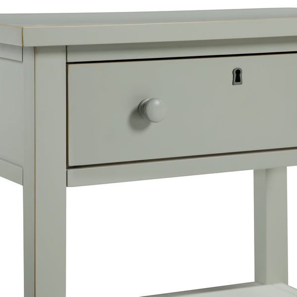 English Elm Finley Rustic 1-Drawer Nightstand with Open Shelf, Distressed Wood Finish, Dovetail Drawer Craftsmanship Antique Gray B050P376952