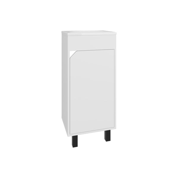 English Elm Bathroom Sleek Single-Door Vanity with Integrated Sink — Modern Minimalist Engineered Wood Storage, Durable & Eco-Friendly White 33.86 L x 18.9 W x 11.42 H B097P296886