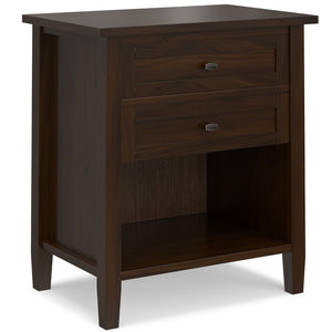 English Elm Warm Shaker Solid Pine Nightstand Two Drawer Open Shelf Farmhouse Bedside Storage B136P420752
