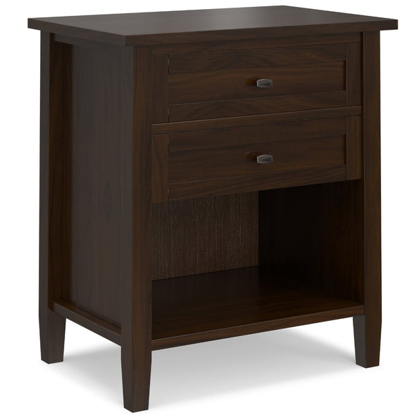 English Elm Warm Shaker Solid Pine Nightstand Two Drawer Open Shelf Farmhouse Bedside Storage B136P420752