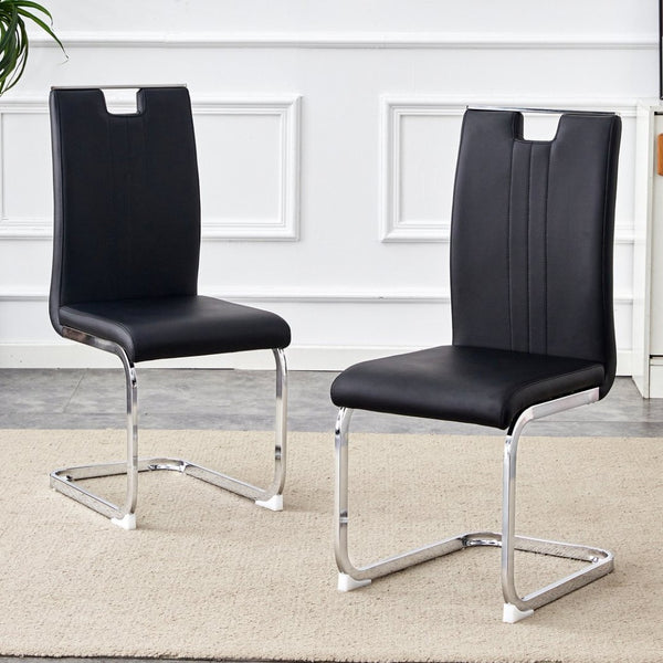 English Elm Set of 4 Bow Back Pu Leather Dining Chairs for Industrial Modern Kitchens W1512P491844