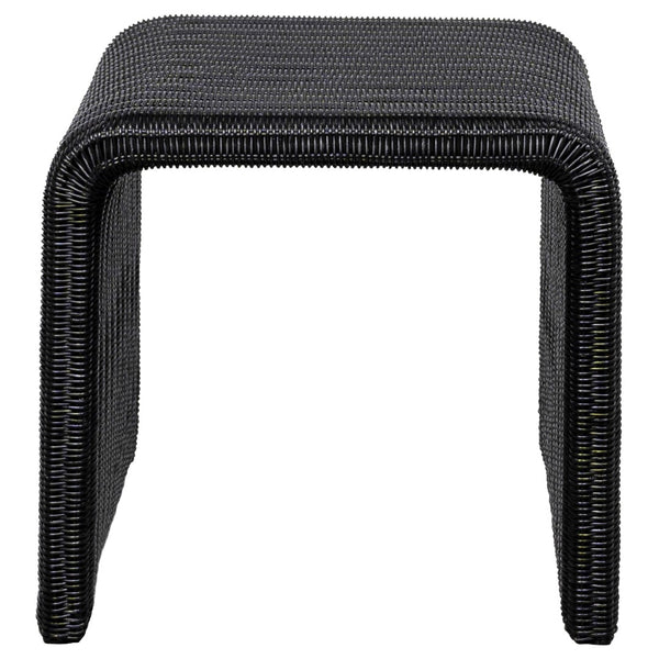 English Elm Gage Rattan and Iron Square Side Table Retro Boho Accent for Living or Bedroom B062P440511