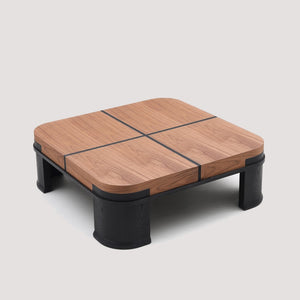 English Elm French Classic Square Coffee Table with Walnut Elm Veneer Top for Living Room T5686P508399