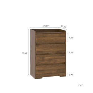 English Elm 4 Drawer Dresser Modern Waterproof MDF Chest with 4 Spacious Drawers, Anti-Tip Sturdy Frame, Wood Finish W1321P309434
