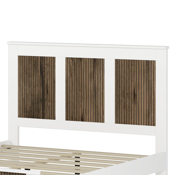 English Elm 4-pieces Farmhouse Queen Bedroom Set with Platform Bed Dresser and Storage Nightstands White N733S333812K