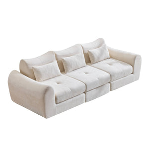 English Elm Modular Cloud Sectional Sofa Bed with Flannelette Upholstery for Flexible Living White W1829S00073
