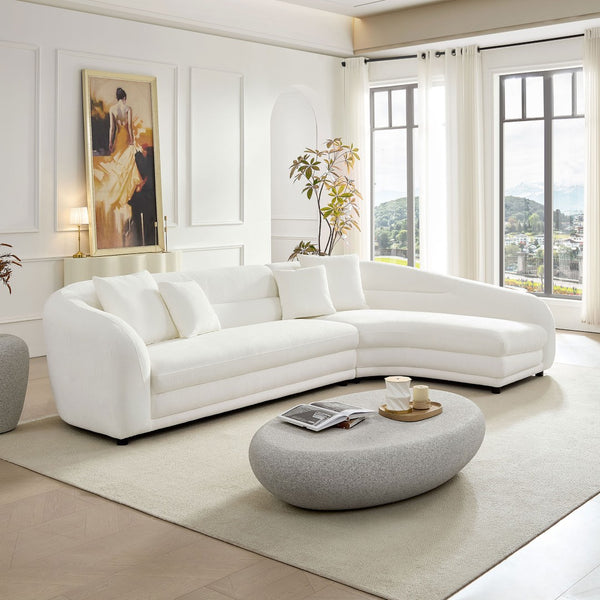English Elm 125.2 Inch Modular L-shaped Sectional Sofa Polyester Upholstered Curved Living Room Couch W2582S00192