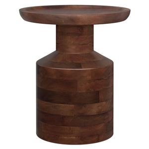 English Elm Haynes Solid Mango Wood Accent Table Rustic Dark Brown Grain for Bedroom or Living Room B136P420289
