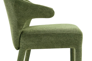 English Elm Modern Chenille Linen Accent Chair Sculptural Hollow Back Swivel Seat for Dining Vanity Green W3493P456222