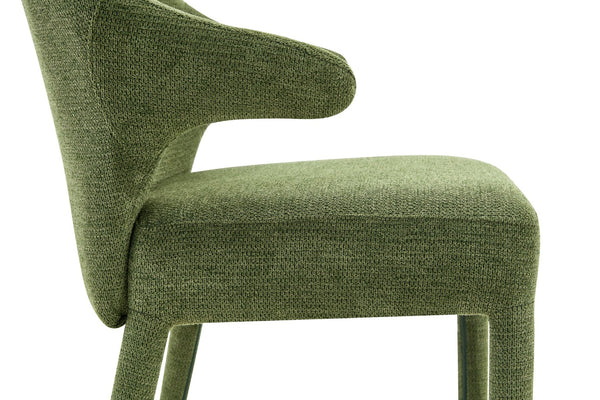 English Elm Modern Chenille Linen Accent Chair Sculptural Hollow Back Swivel Seat for Dining Vanity Green W3493P456222