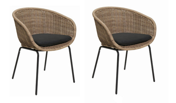English Elm Outdoor Handwoven Wicker Bucket Chairs with Cushions All Weather Patio Set of 2 W3990P464935