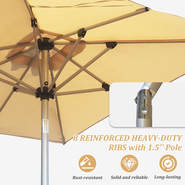 English Elm Rectangle Patio Umbrella With Crank & Tilt, Uv-Resistant Canopy For Ultimate Outdoor Comfort W1859P320939-GIGA