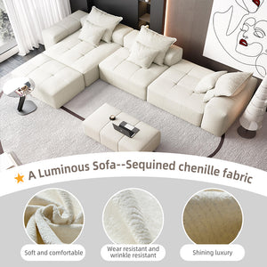 English Elm Modern Oversized Modular Sectional Sofa, Soft Sparkling Chenille With 6 Pillows - No Assembly Needed! W1885S00077