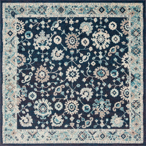 Unique Loom Penrose Krystle Machine Made Floral Rug Navy Blue, Beige/Blue/Ivory 8' 0" x 8' 0"