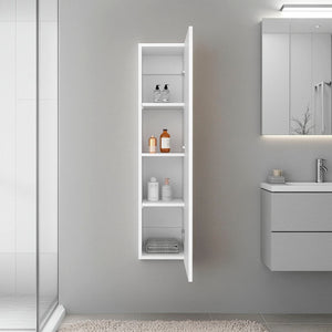 English Elm Cale Open Four Shelf Wall Cabinet Slim White Melamine Bathroom Storage Unit B097P474254