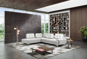 English Elm Turano Italian Top Grain Leather Sectional with Button Tufting and Chrome Legs B2726S00587