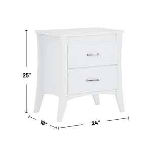 English Elm MDF Modern White Nightstand with 2 Full-Size Drawers, PVC Veneer, Brushed Handles, Space-Saving Design B016P253796
