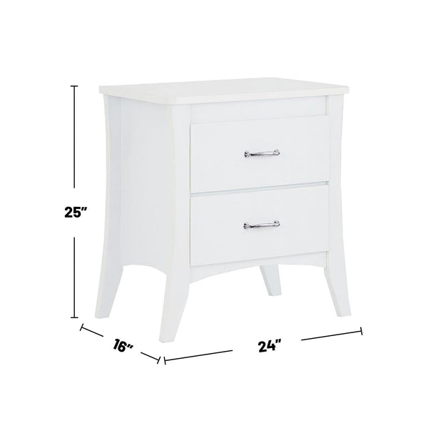 English Elm MDF Modern White Nightstand with 2 Full-Size Drawers, PVC Veneer, Brushed Handles, Space-Saving Design B016P253796
