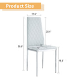 Armless High Backrest Dining Chairs, 6-Piece Set, Light Gray, Electroplated Metal Legs