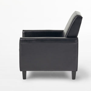 English Elm Christopher Knight Home® - Black Black Fax Leather Push Back Chair — Ergonomic PU Leather Recliner, Plush Padding, Durable Frame 52422.00PUBLK