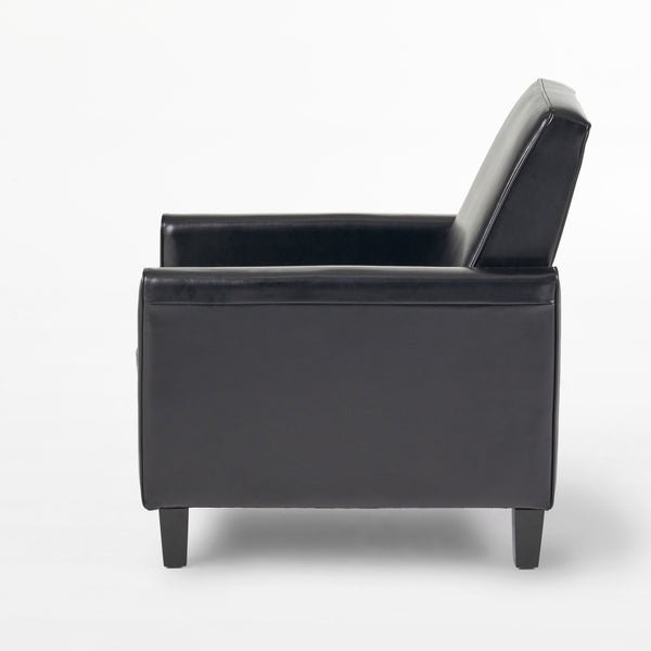 English Elm Christopher Knight Home® - Black Black Fax Leather Push Back Chair — Ergonomic PU Leather Recliner, Plush Padding, Durable Frame 52422.00PUBLK