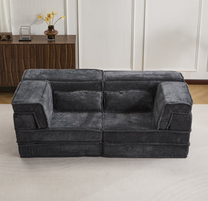 English Elm Compression Mahjong Sofa - Modern Convertible Floor Sofa Bed, Soft Fleece, No Assembly, Versatile Comfort W3723P377150