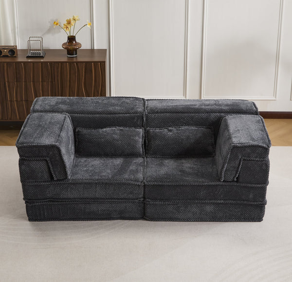 English Elm Compression Mahjong Sofa - Modern Convertible Floor Sofa Bed, Soft Fleece, No Assembly, Versatile Comfort W3723P377150