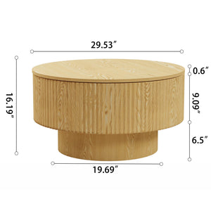 English Elm 29.53 Modern round coffee table and 2 PU dining chairs set with hidden storage and ergonomic comfort Green,Wood W2189S00764