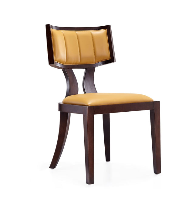 English Elm Dining Chairs Set of 2 Klismos Faux Leather Walnut Beech Frame Tailored Seating B365P415821