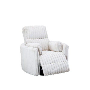 English Elm White Power Glider Recliner Swivel Chair with Curved Arms, Pillow Seat, Power Recline & Glide B2741P391175