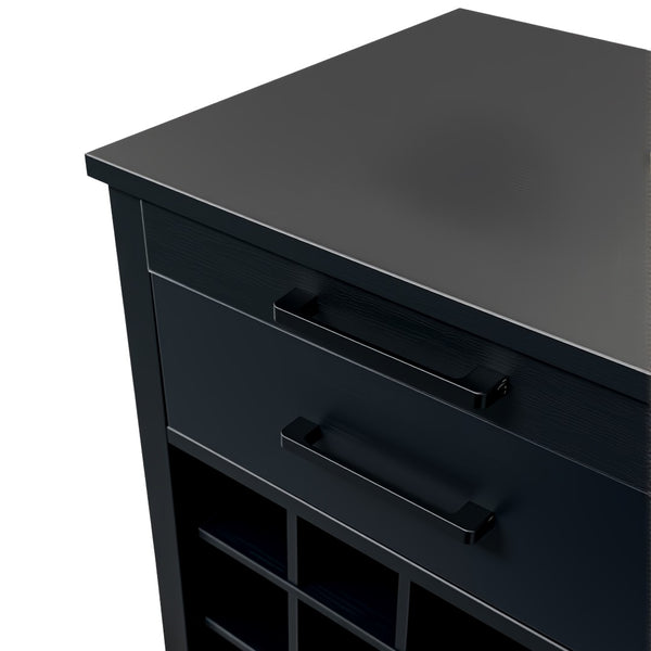 English Elm Black Walnut Modular Buffet Cabinet with Wine Storage Open Shelf and Drawer W331P410380