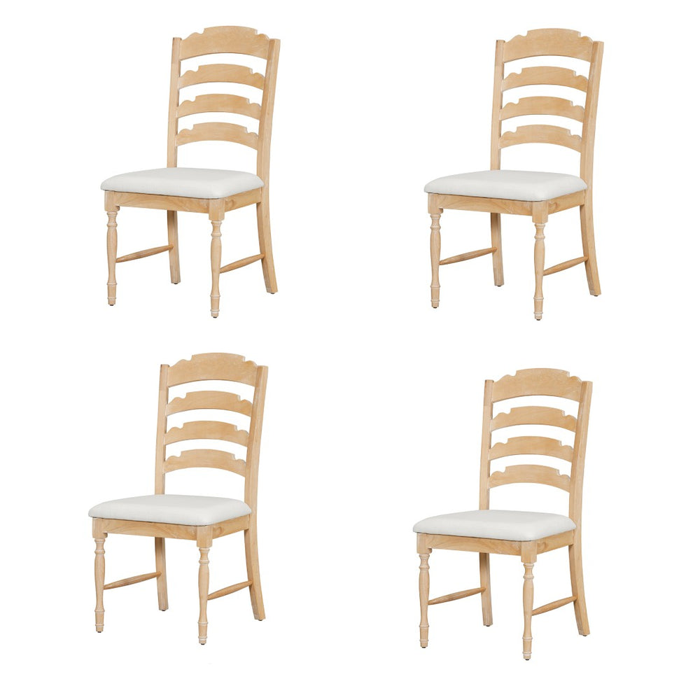 English Elm Topmax Vintage 4-Piece Upholstered Dining Chair Set - Stylish Serrated Backs & Natural Finish Comfort N717P170412A-GIGA