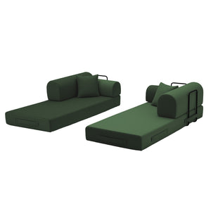 English Elm Convertible Corduroy Floor Sofa Folds Flat as Sleeper Daybed for Studio Living Green W5532P438819