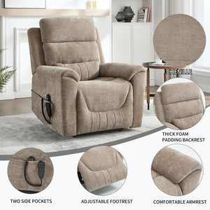 English Elm Dual Motor Power Lift Recliner with Massage Heat and Leatherair Upholstery W3224S00017