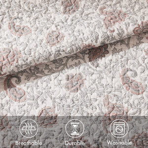 English Elm 6 Madison Park Dawn Cotton Percale Reversible Quilt Set with Paisley Pintuck Lace Trim King/Cal King Blush 17.72 L x 22.83 W x 7.09 H B035129025