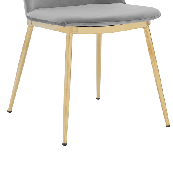 English Elm Opalyn Velvet Dining Chairs Set of 2 with Luxe Gold Metal Legs — Chic Upholstered Accent Seating for Home Gray B2736P354351